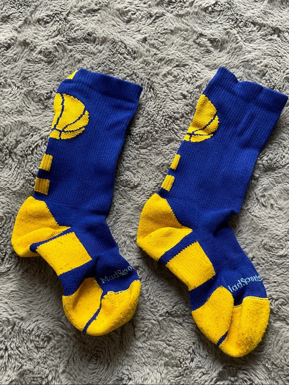 Kids Blue & Yellow Basketball Crew Socks